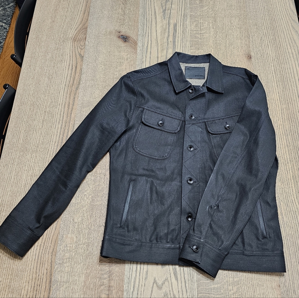 Men's Taylor Stitch Long Haul Overdye Indigo Black Denim Jacket Sz 40 Medium